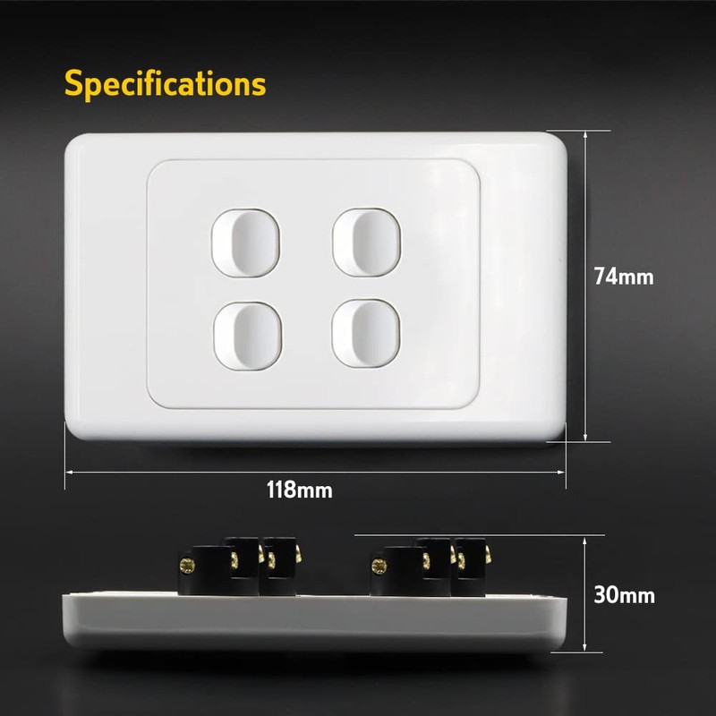 Contech CLSOL 4 Gang 2 Way Push Button Light Switch