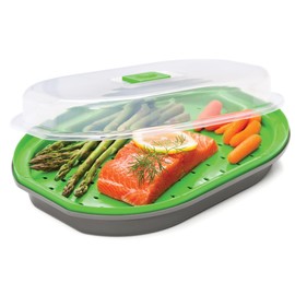 PrepSolutions Steamer for Fish and Veggies, Gray - Durable Kitchen Steaming Basket for Healthy Cooking