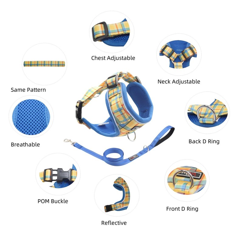 THAIN Reflective Dog Harness & Leash Set – No-Pull Design,