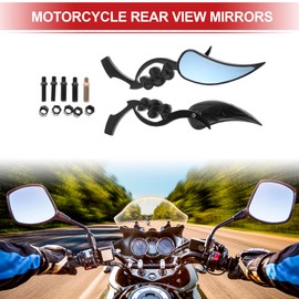 ACROPIX M8/M10 Motorcycle Rear View Mirrors Bar End Side Mirrors Mount Adjustable Black Aluminum Alloy Teardrop Shape