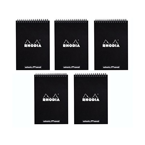 Rhodia Wirebound Black Notepads dot - 6 in. x 8-1/4