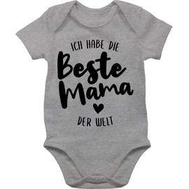 Shirtracer - Baby Bodysuit Boy Girl - Ich habe die beste Mama der Welt [German Language], 5 mottled grey, 0-3 months