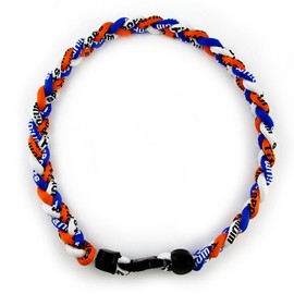 MapofBeauty 18" Sport Style Three Colors Fashion Three Braided Rope Tornado Necklace (Royal Blue/Orange/White)