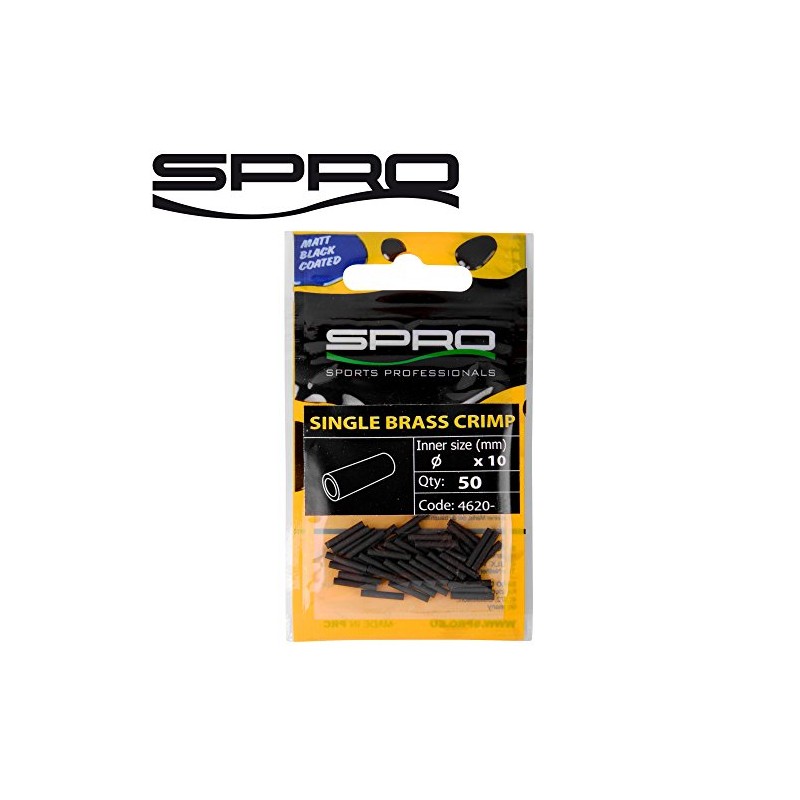 Spro Matt Black Single Brass Crimp – 50 Crimp Sleeves