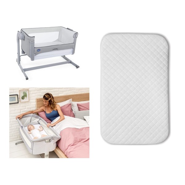 Next2Me Foam Mattress | Compatible to Fit Chicco Next to Me Bedside Toddler Crib Machine Washable Hypo-Allergenic Breathable Quilted Mattress Cover - 83 x 50 x 5cm