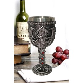 CUZOKOLA Medieval Dungeons and Dragons Gifts for Men&Women,Dragon Wine Goblet Dragon Cup with Red Gemstone for Party Decorations -Gothic Novelty Gothic 7oz Stainless Steel Ideal D&D Celtic Chalice