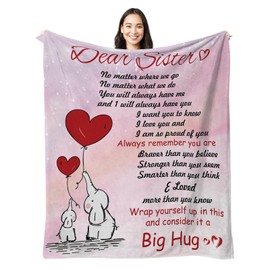 LIN KANG Sister Gifts Blanket, Sister Gifts from Sister, Best Sister Gifts, Presents for Sister on Birthday Wedding Graduation Christmas Valentine's Day - Big Sister Gifts from Sister Brother 50x60in