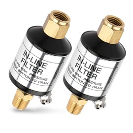 NEIKO 30253A Water and Oil Separator for Air Line, 2 Pack | 1/4" NPT Inlet and Outlet | 150 PSI | Air Compressor and Air Tool Accessory | Protect Lifespan of Pneumatic Tools | Optimize Performance