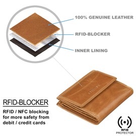 STILORD 'Monroe' Vintage Leather Wallet Small with RFID Wallet Men's Mini Wallet Women's Slim Wallet with Coin Compartment Genuine Leather Wallet with Gift Box, Perugia Brown, coin purse
