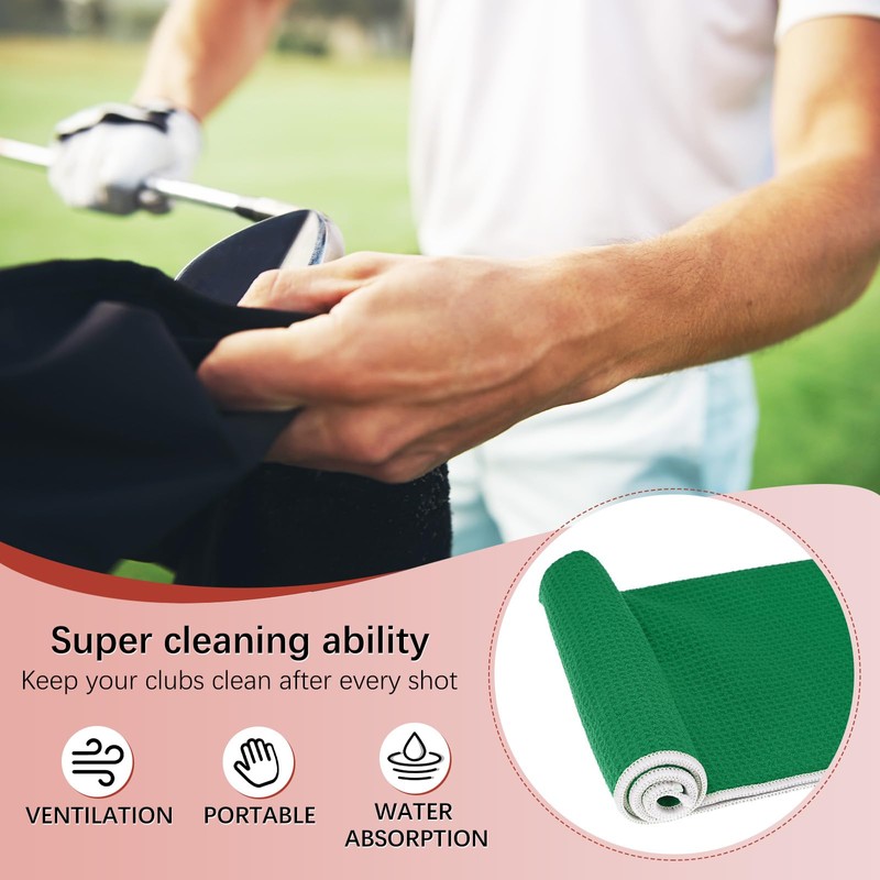 TIXIPEM 16" x 16" Golf Towel - Tri-Fold Microfiber Waffle