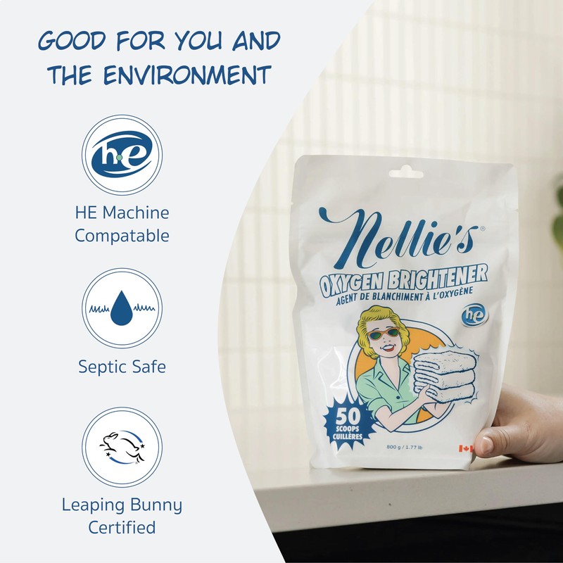 Nellie’s Oxygen Brightener –Powder Stain Remover for Laundry – Brightens