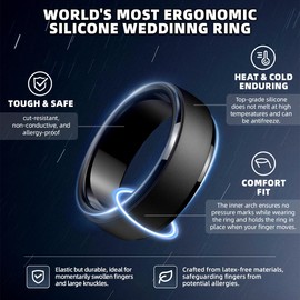 Egnaro Men's Silicone Wedding Rings: Classic Black Style Rubber ring - Hypoallergenic for Gym/Outdoor/Gift(1/4/7 Variety Pack with Half Size)
