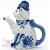 Handmade Porcelain Gzhel teapot coffee server cat souvenir handmade in