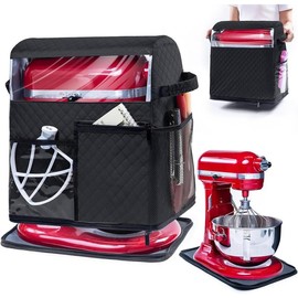 Stand Mixer Cover with Detachable Appliance Sliders Base Compatible with KitchenAid Mixer-Storage Bag for 6/7/8 Quart with Pockets for Kitchen Aid Accessories and Attachments - Color: Red, Size: Fit for 5/4.5 Quart