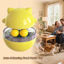 YOUNEEDFUL 2O25 Cat Toy Funny Tumbler Interactive Ball，Treat Dispenser Automatic No-Electronic Move，Kitten Enrichment Toys for Mental Stimulation & Slower Eating (Blue)