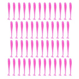 50Pcs Pink Soft Plastic T-Tail Grub Worm Baits Fishing Lures Fish Tackle Gear Accessories Suitable for Catching Bass Trout Salmon