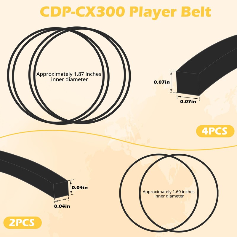 Upgrade 2 Door Belt CD Player Belts and 4 Drive