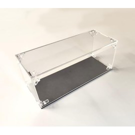 Acrylic Display Case with Wood Base, 250mm x 100mm x 100mm, Stackable, for Miniatures and Collectibles
