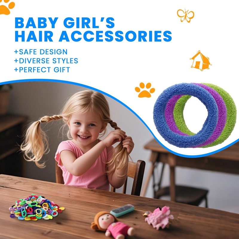 Hair Accessories Set for Girls, 400 Elastic Hair Bands, 10