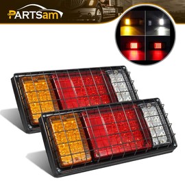 Partsam 2Pcs LED Truck Trailer Tail Lights Bar Kit 40 LED Waterproof Tail Turn Signal Brake Light Running Reverse Light with Iron Net Protection 5 Wires 10V-30V for Truck Boat Trailer UTV RV Camper