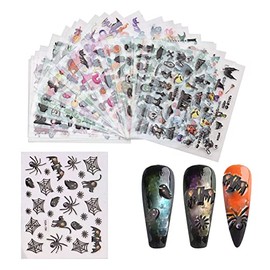 24 Hojas de Pegatinas 3D para decoración de uñas de Halloween, Autoadhesivas, para Halloween, con Forma de Monstruo, Fantasma, Calabaza, segador, Esqueleto, araña, niño Malvado, decoración d