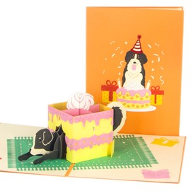 Ribbli Birthday Dog Handmade 3D Pop Up Card,Greeting Card,Anniversary Card,For Birthday,Any Occasion