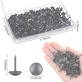 Upholstery Tacks Bronze Upholstery Nail Pin Upholstery Tacks, Black Upholstery Tacks 200 Pieces Matte Black Upholstery Nails 7/16 Inch, 11 x 17 mm Furniture Sofa Thumb Tacks Push Pin DIY Nail