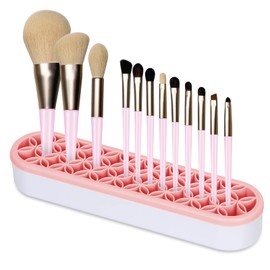 Unaone Silicone Makeup Brush Holder, Multipurpose Beauty Tool Organizer Make up Brush Storage Stand for Painting Pen Brushes Nail Clippers Drill Pens Ruler Sewing Craft Tools (Pink)