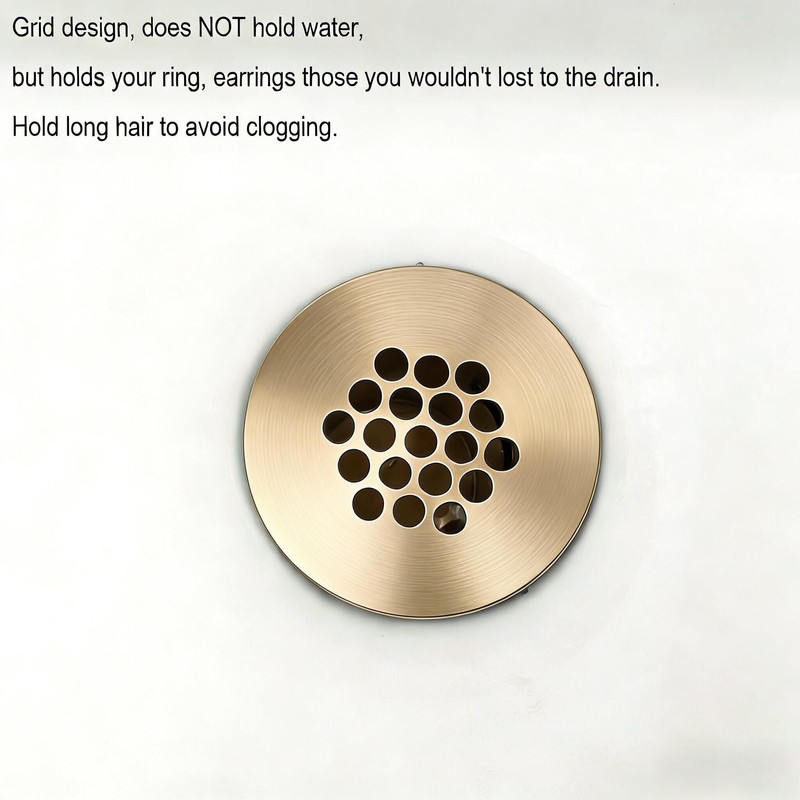 Delle Rosa Brushed Gold Bathroom Sink Drain Strainer,Grid Drain Strainer