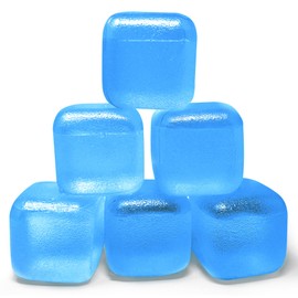 Extra Large Reusable Ice Cubes (2.2" Sq.) 6-Pack - BPA Free Plastic - Great for Cryotherapy Machines, Cold Therapy Units, (Blue)