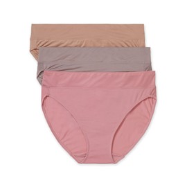 Warner's Women's Blissful Benefits Dig-Free Comfort Waistband Microfiber Hi-Cut 3-Pack 5138W, Sunset Blush/Mink/Toasted Almond, Medium