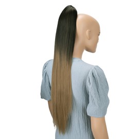 CAISHA 28" Extra Long Straight Ponytail Hairpiece Heat-resistant Synthetic Fibres Ombré Black Brown H115