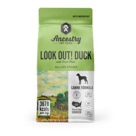 Ancestry Dog Food, Duck Meal & Potato Recipe, Crude Protein, Fiber & Fat, For All Life Stages, Dry Dog Food, Prevent Food Allergies, Improve Gut Health, Grain Free, Immune Support (25 lb. Bag)