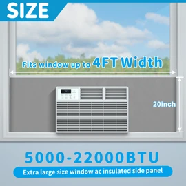Air Jade Window Air Conditioner Side Panels, Extra Wide 4Ft Surround Insulation Side Panels for Indoor Window AC Unit, AC Window Seal Kit for Summer and Winter, Gray