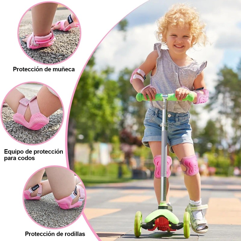 7pzas Kit De Proteccion Rodilla Codo Mano Patinaje Para Niño