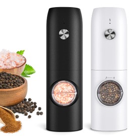 Electric Salt and Pepper Grinder Set-Rechargeable Automatic Pepper Mill Grinder with LED Home Gifts for Women, USB Adjustable Coarseness shakers, One-Hand Operation for Kitchen Appliances