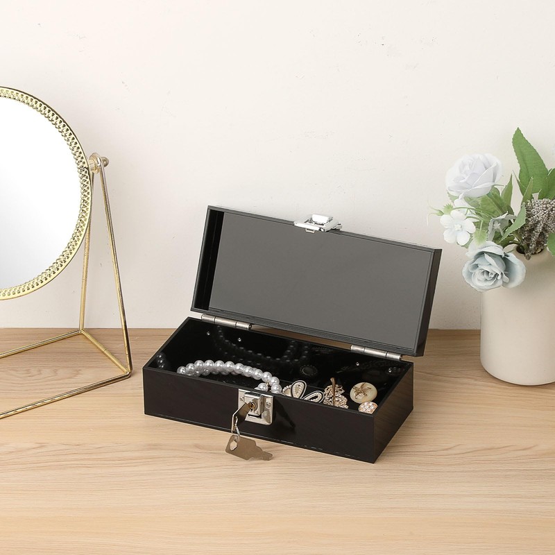 GUSHBIN Acrylic Cash Box with Lock Black Money Holder Organizer
