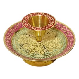 Candlestick Holder for Taper Candles Traditional Chamberstick Shape,Fits Standard Tapered Candles Made from Brass (Candlestick-5525)