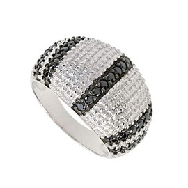 Women's Ring for Women 925 Sterling Silver Rhodium-Plated Zirconia Black, Genuine hallmarked 925 sterling silver, Cubic Zirconia