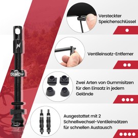 RideNow 65 mm Black Presta Tubeless Valves, Pack of 2, Super Light Aluminium Anti-Leak, for Tubeless Tyres, with Valve Core Remover Tool