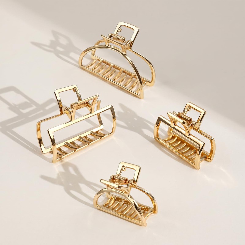 4 PCS Gold Metal Hair Clips for Women 2.76 Inche