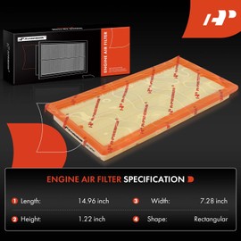 A-Premium 2-PC Engine Air Filter Compatible with Nissan Frontier 2005-2019 & Pontiac G6 2008-2009 & Suzuki Equator 2009-2012, 2.5L 3.9L, Flexible Panel, Replace# 10366901