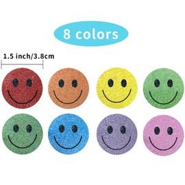Yeachlaing 1.5 Inch Shiny Happy Face Stickers Circle Dots Labels Reward Stickers Teachers Stickers(500PCS,Multicolored)