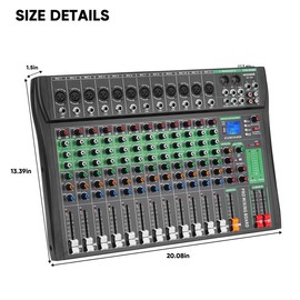 8 Channel Audio Mixer with Reverb, Bluetooth, USB Port, 48V Phantom Power, Professional DJ Mixer for Recording Karaoke Podcasting Microphones Smartphone - model: AX-120S