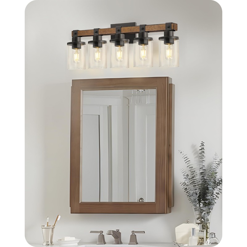 GOEBLESON 5-Light Bathroom Light Fixture, Farmhouse Vanity Lights for Bathroom
