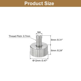 sourcing map M4x8mm Knurled Thumb Screws, 5pcs 304 Stainless Steel Flat Knurled Head Fully Threaded Thumb Screws Bolts Grip Knobs Fasteners