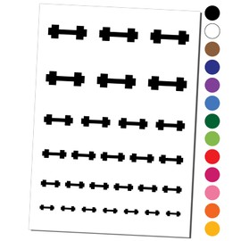 Dumbbell Barbell Weight Lifting Solid Temporary Tattoo Water Resistant Fake Body Art Set Collection - Red (One Sheet)