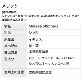 Melissa (Lemon Balm) 0.2 fl oz (5 ml) Incent Essential Oil Aroma Oil AEAJ Display Standards Certified Essential Oil