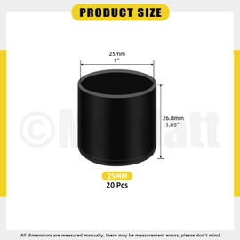 Mardatt 20Pcs 1"(25mm) Round Rubber Chair Leg Tips Caps, Furniture Leg Caps Chair Leg Floor Protectors Furniture Table Feet Cover Chair Leg Foot End Caps for Hardwood Floors, Black