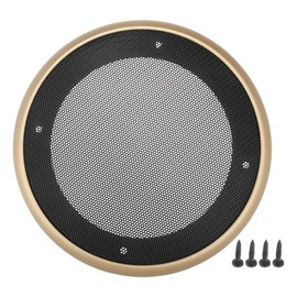 X AUTOHAUX 5" Speaker Grills Cover Mesh Round with Mounting Screws Iron ABS Gold Tone Black - Pack of 1